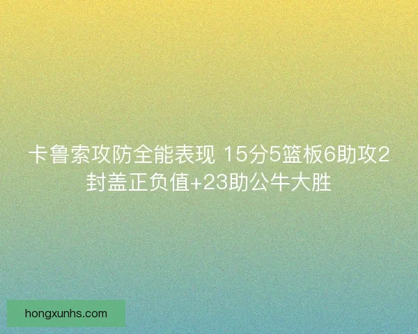 卡鲁索攻防全能表现 15分5篮板6助攻2封盖正负值+23助公牛大胜