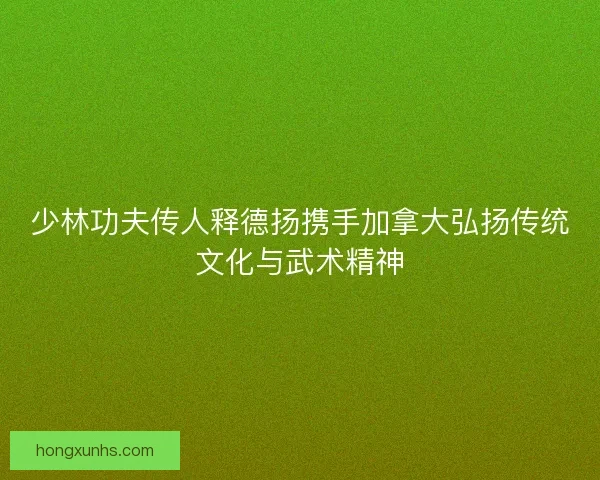 少林功夫传人释德扬携手加拿大弘扬传统文化与武术精神